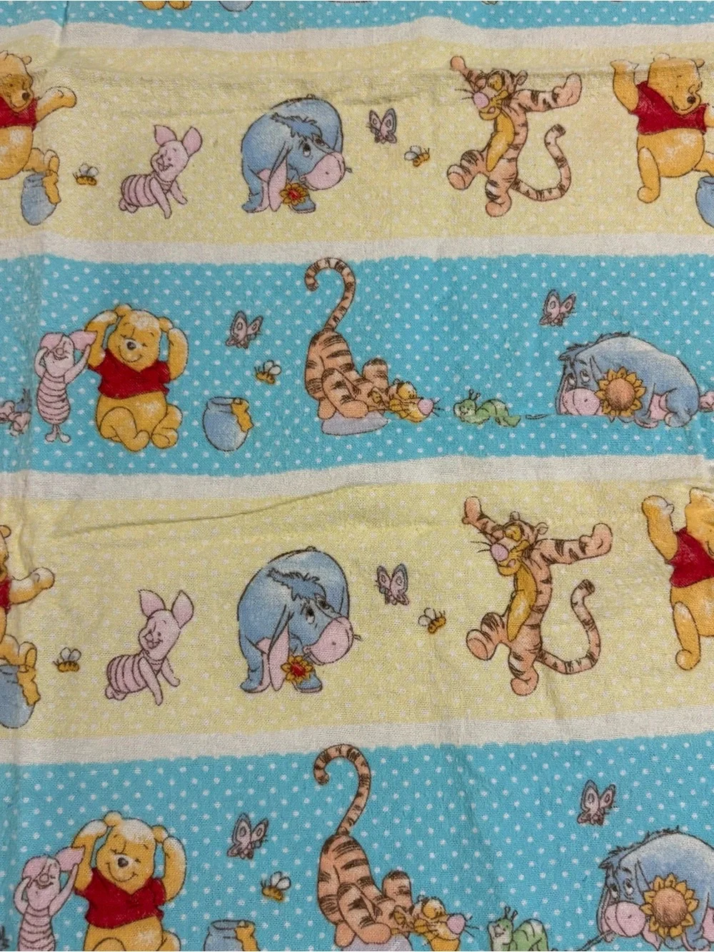 Vintage Y2K Disney Winnie the Pooh Baby Receiving Blanket Tigger Eeyore Piglet
